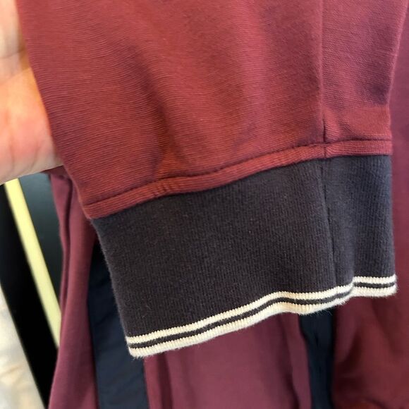 Tommy Hilfiger Burgundy Navy Colorblock Lightweight Varsity Bomber Jacket L - Picture 4 of 11